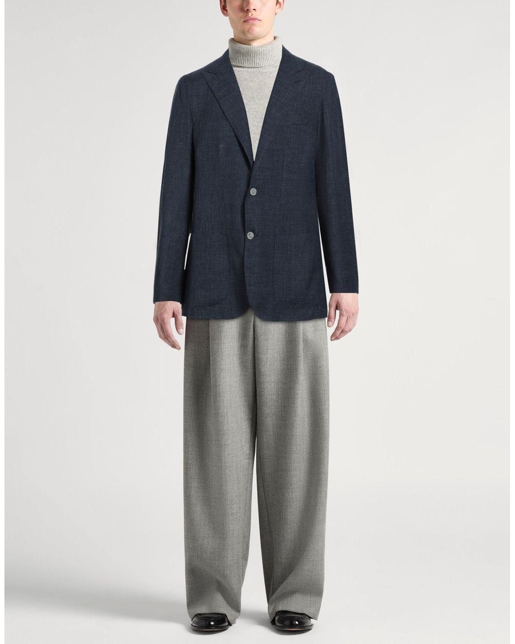 Barba Napoli Blue Blazer Wool, Silk, Linen for men