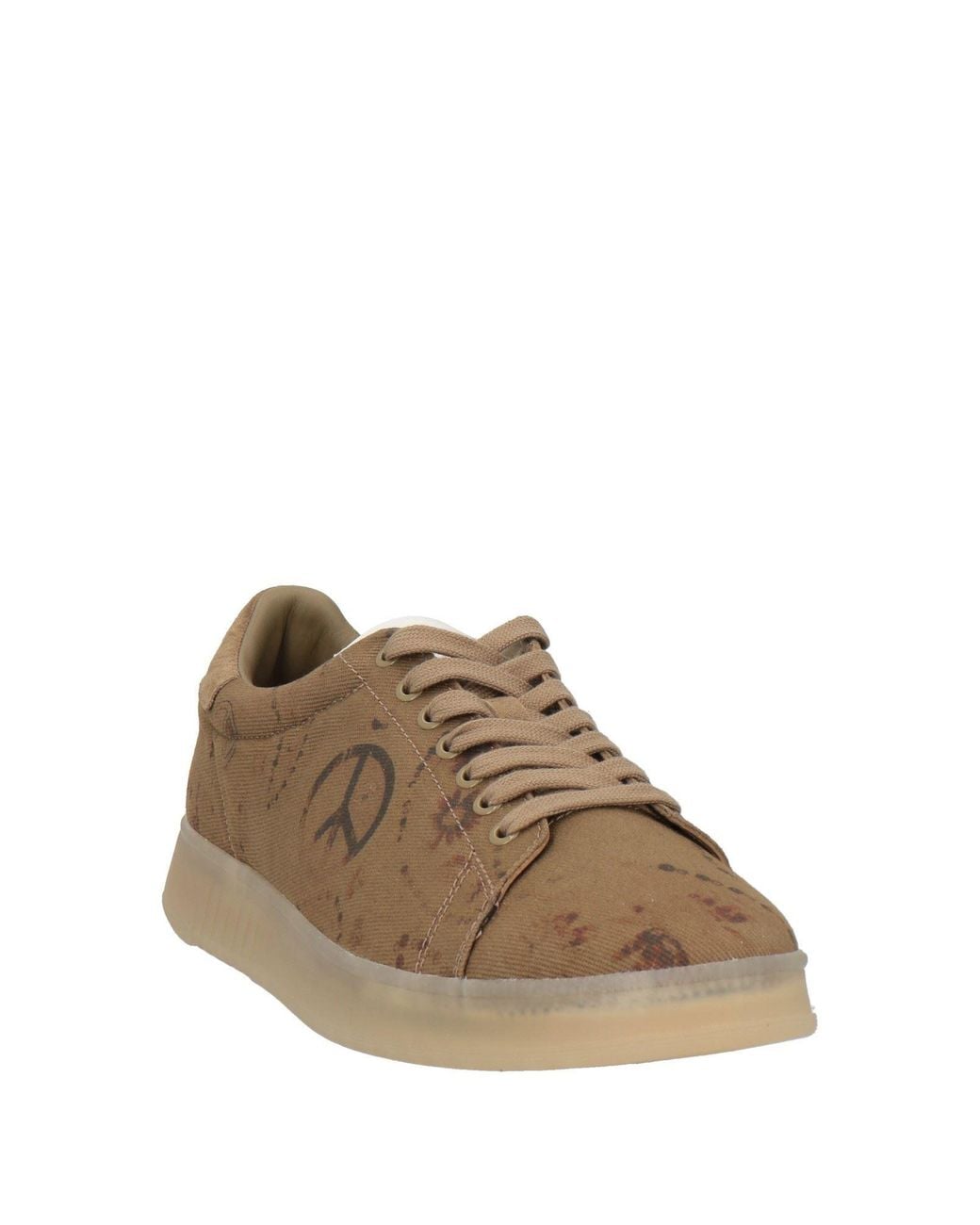 Emporio Armani Brown Khaki Sneakers Leather, Textile Fibers for men