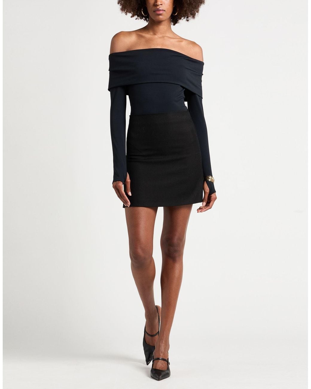 Alice + Olivia Black Bodysuit Nylon, Elastane