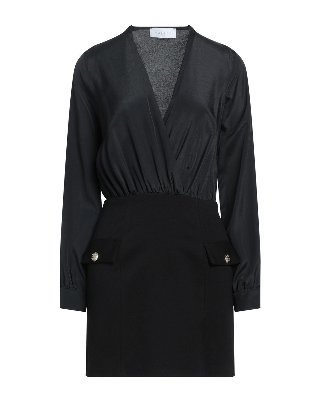 Gaelle Paris Black Mini Dress Rayon, Polyamide, Elastane, Polyester
