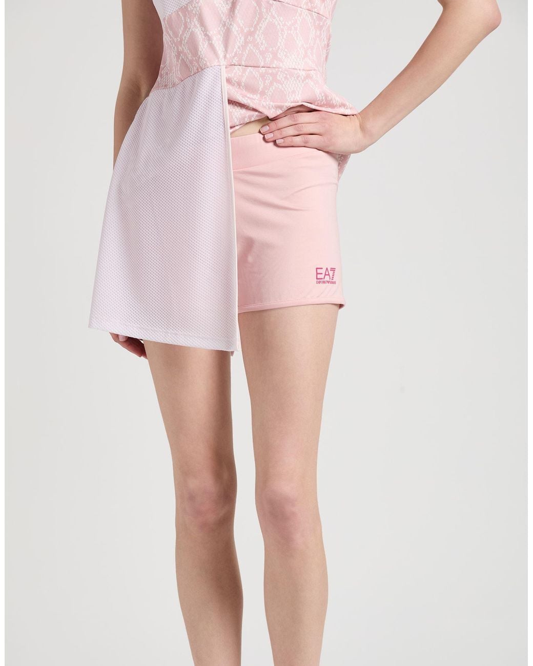 EA7 Pink Light Mini Dress Polyester, Elastane