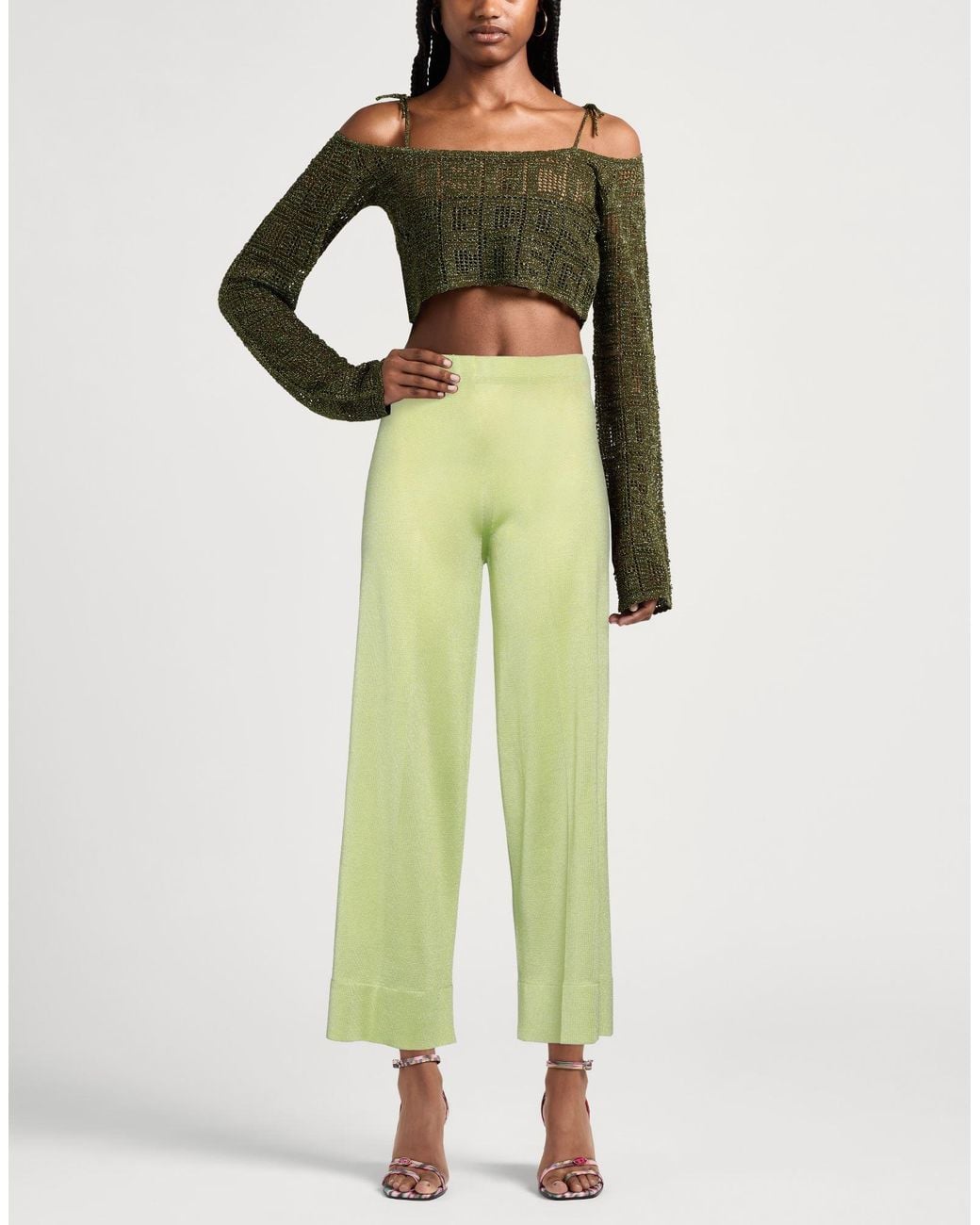 Circus Hotel Green Pants Viscose, Polyester, Polyamide
