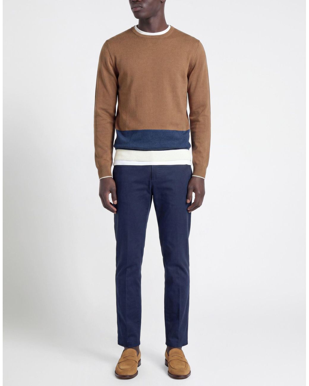 Andrea Fenzi Blue Camel Sweater Cotton, Linen for men