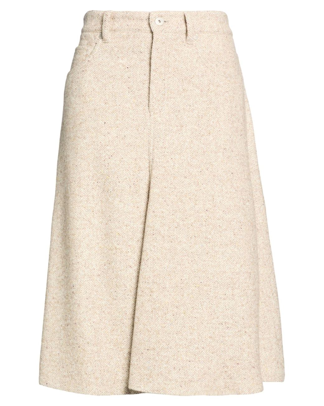 Brunello Cucinelli Natural Sand Midi Skirt Virgin Wool, Silk, Polyamide