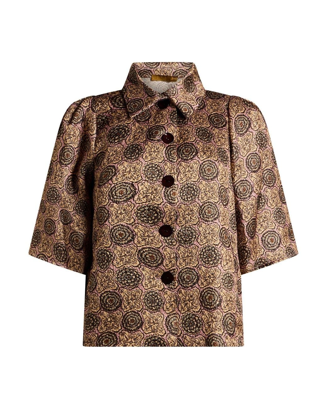 Siyu Brown Jacket Wool, Lurex, Silk, Nylon, Cotton