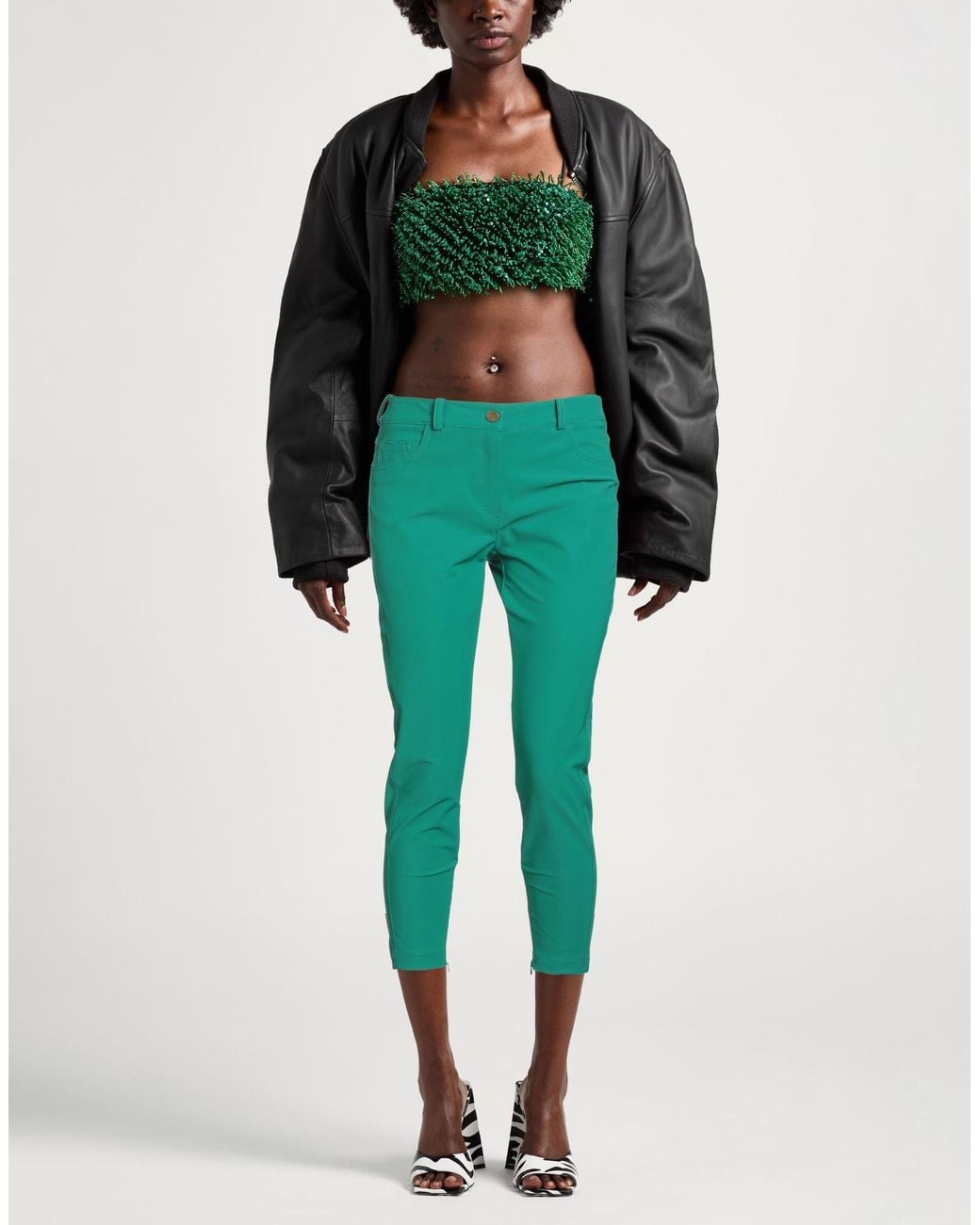 Elisabetta Franchi Green Emerald Pants Polyamide, Elastane
