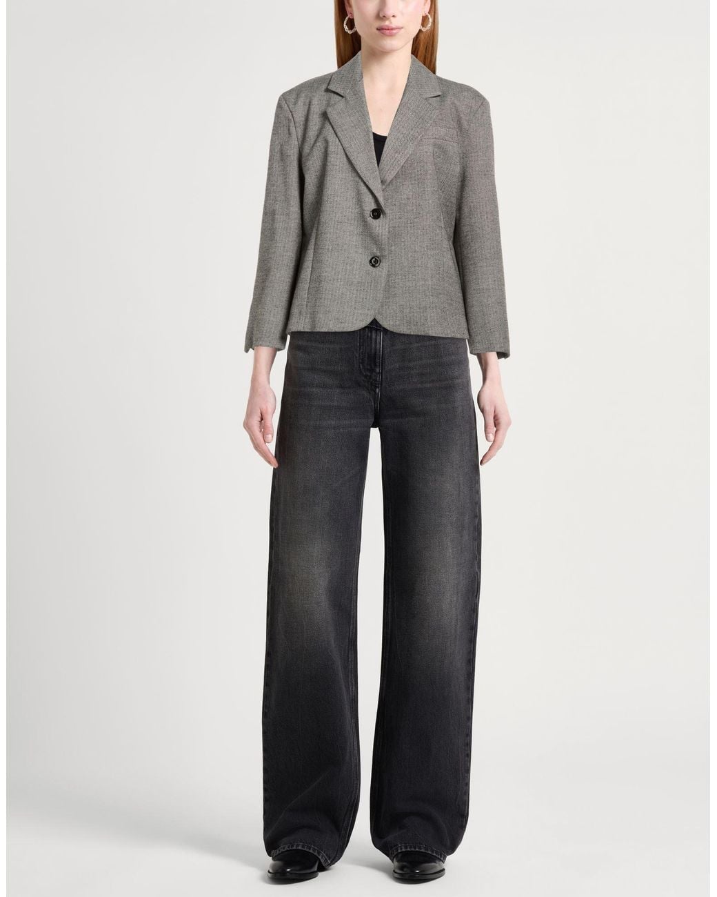 ViCOLO Gray Blazer Polyester, Viscose, Elastane