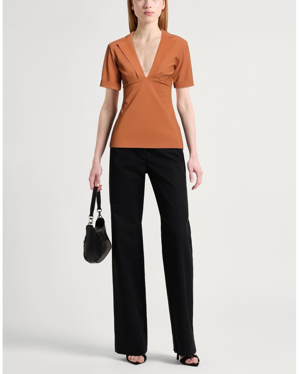 La Petite Robe Di Chiara Boni Brown Top Polyamide, Elastane