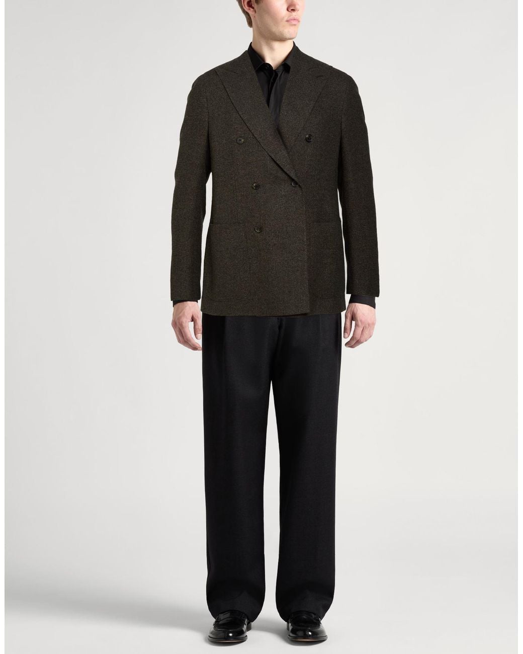 Caruso Black Dark Blazer Wool, Linen, Cashmere for men