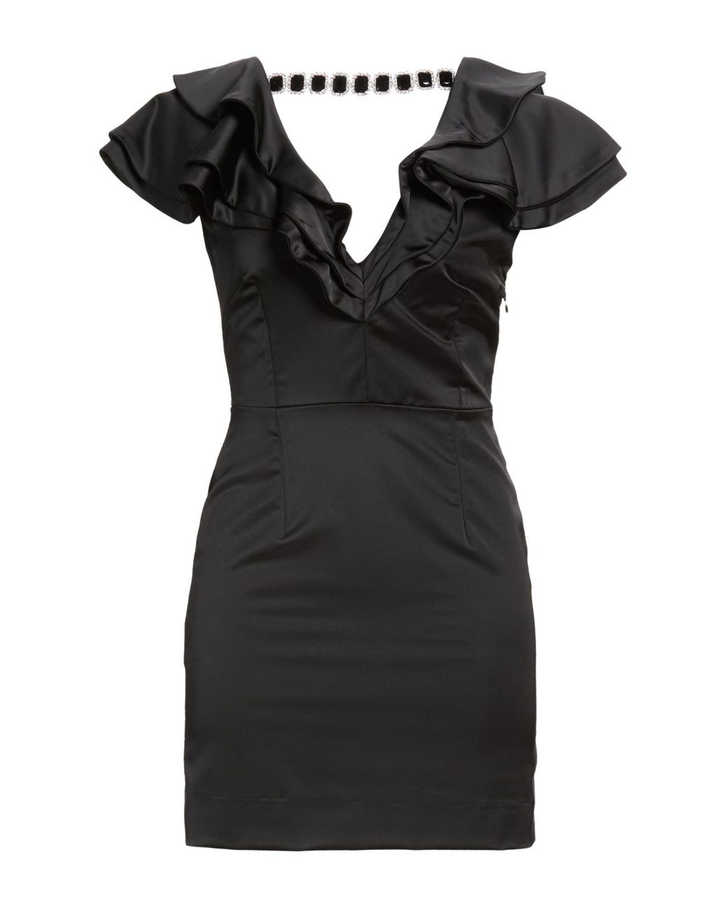 Gaelle Paris Black Mini Dress Polyester, Elastane