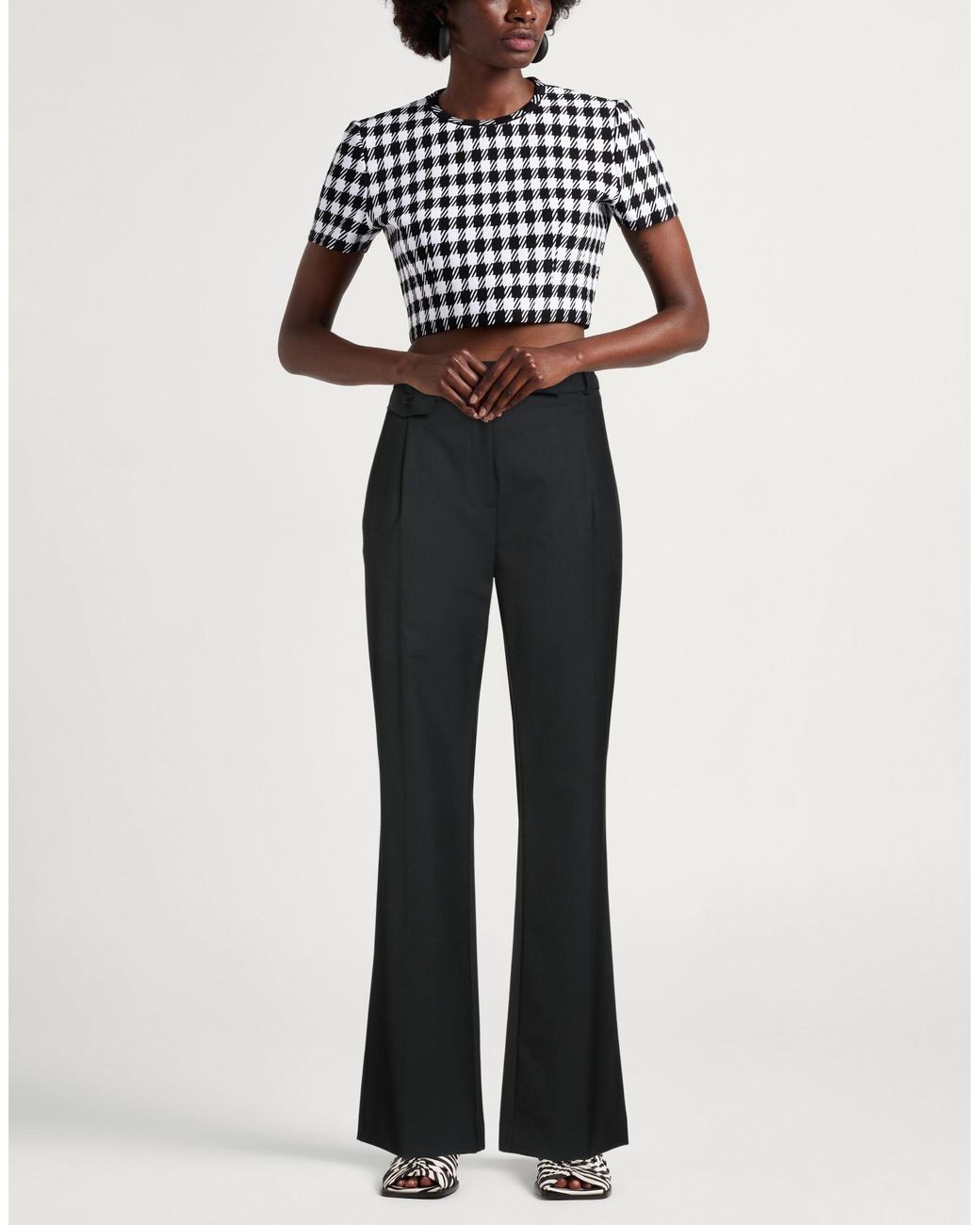 Semicouture Black Pants Polyester, Virgin Wool, Elastane