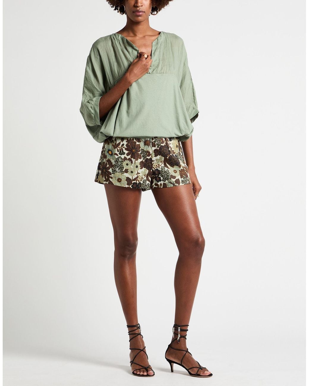 European Culture Green Top Ramie, Cotton, Elastane