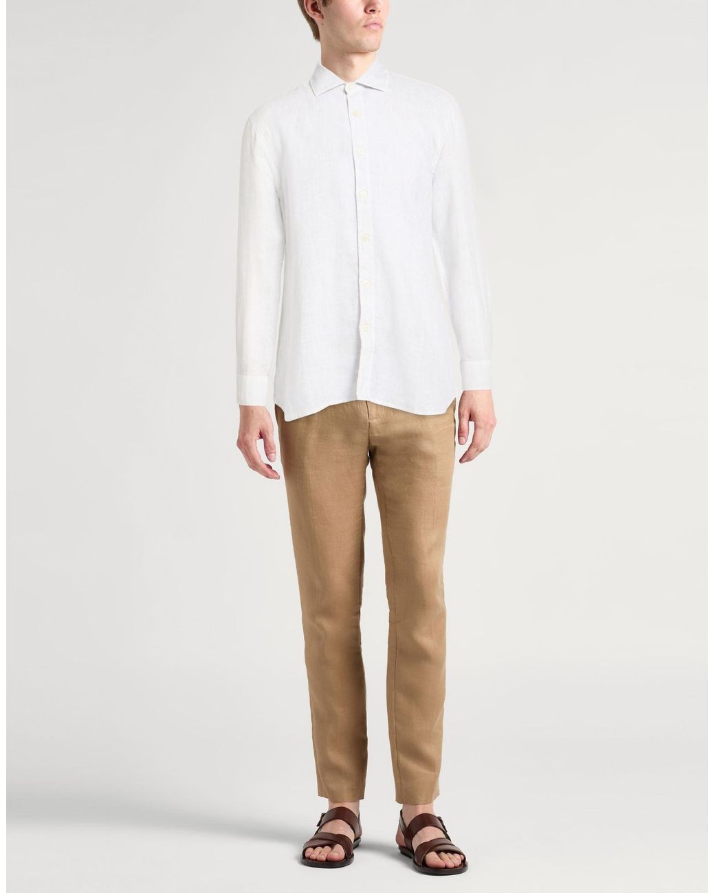 120% Lino White Light Shirt Linen for men