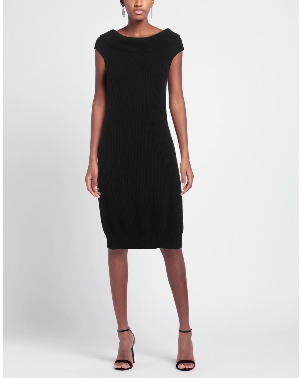 Semicouture Black Mini Dress Wool, Polyamide