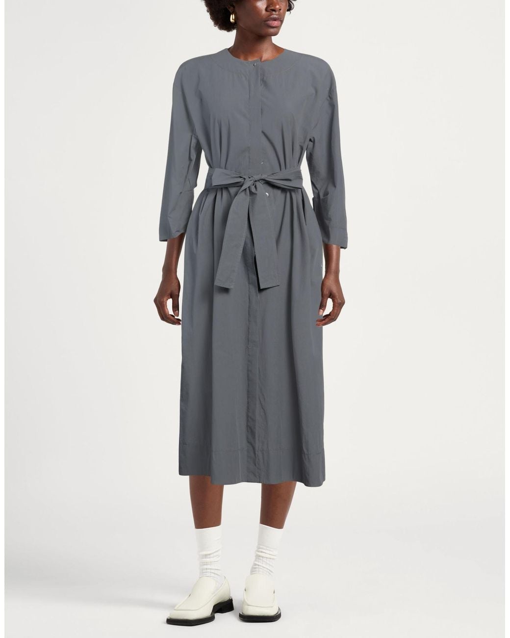 Ottod'Ame Gray Lead Midi Dress Cotton