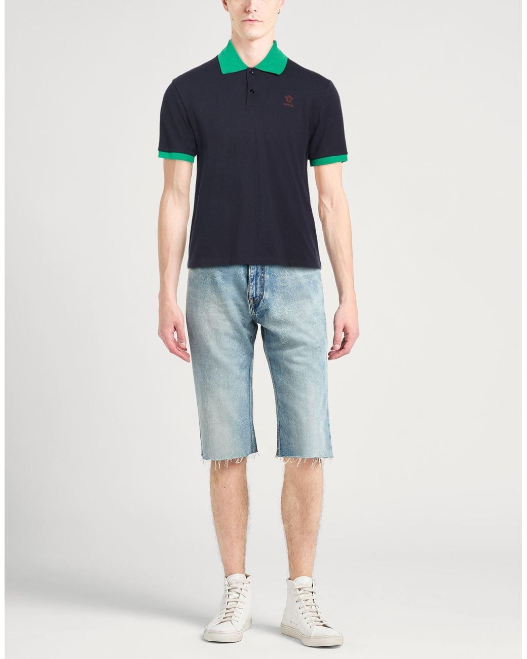 Versace Blue Midnight Polo Shirt Cotton for men