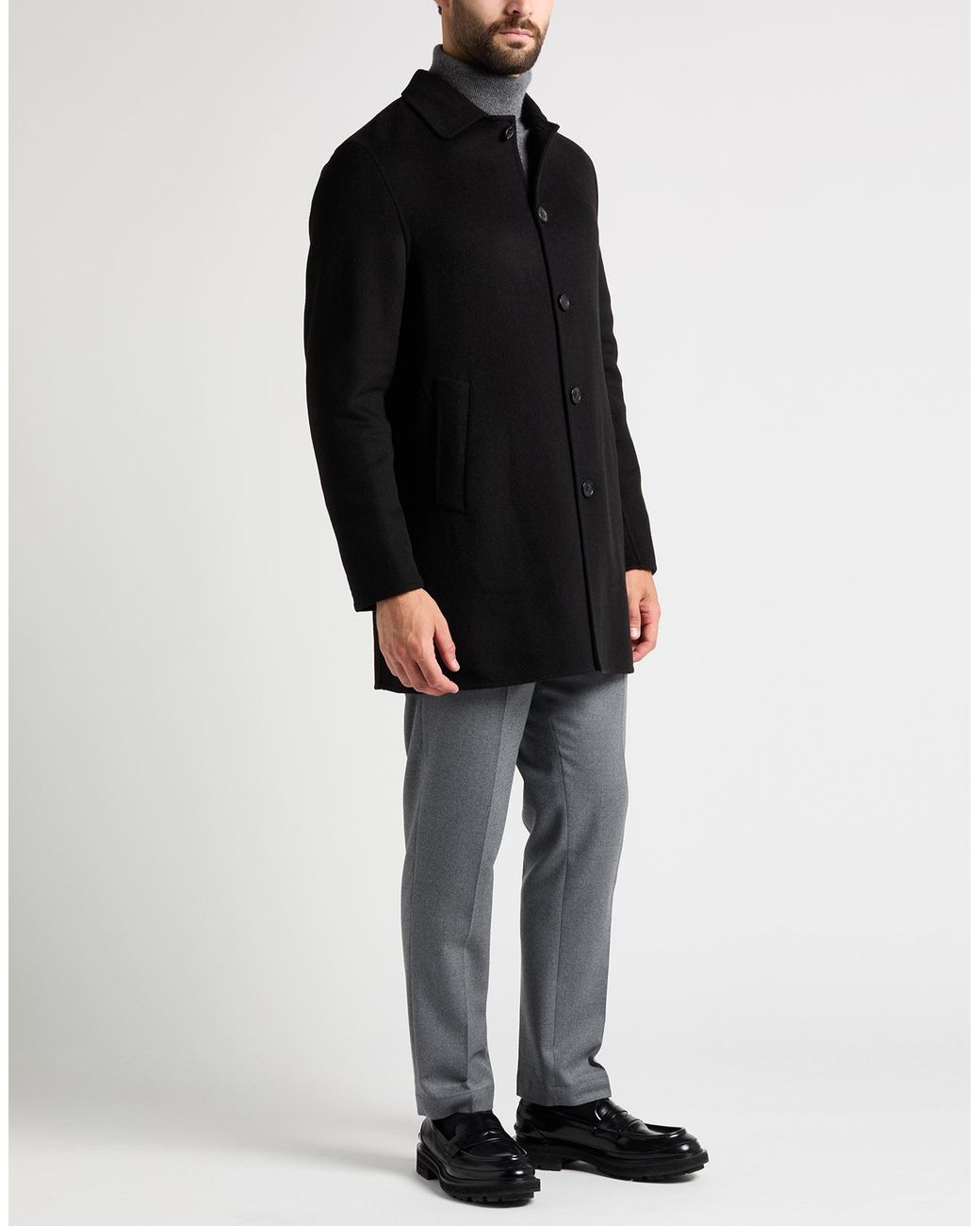Paltò Black Coat Wool, Nylon for men