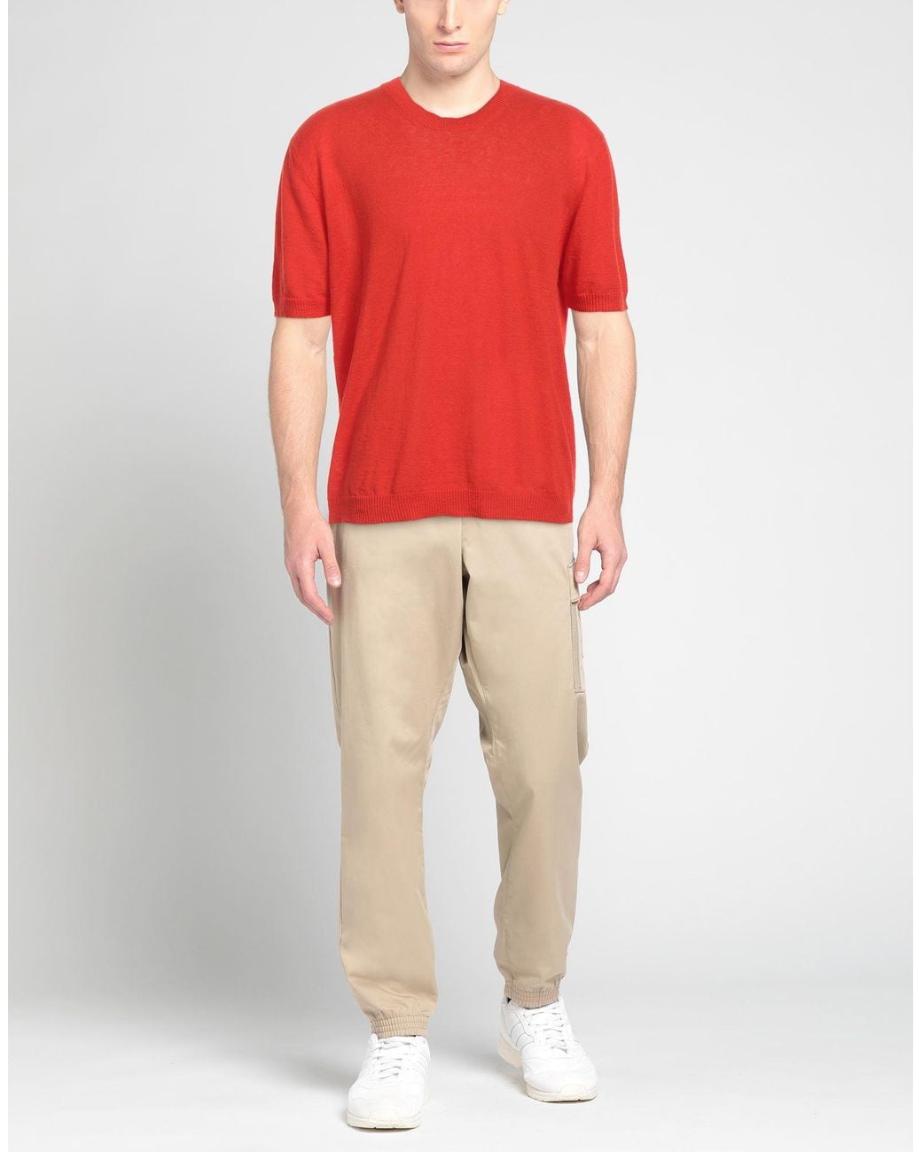 Amaranto Red Linen-cotton Crewneck Sweater for men