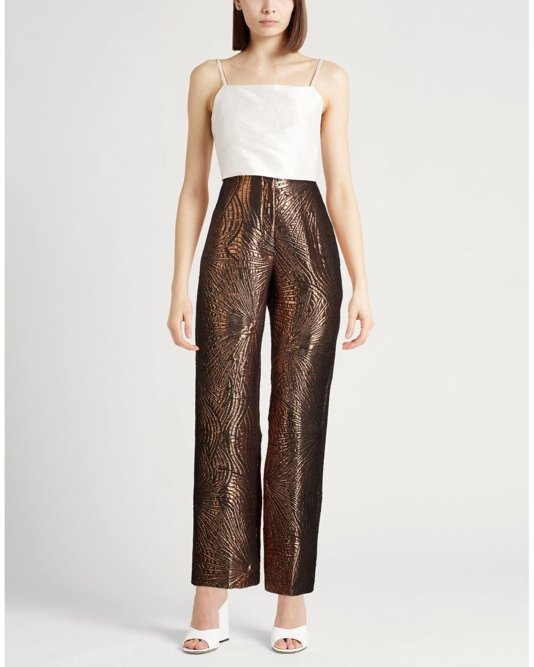Forte_forte Brown Pants Polyamide, Polyester, Cotton, Metallic Polyester