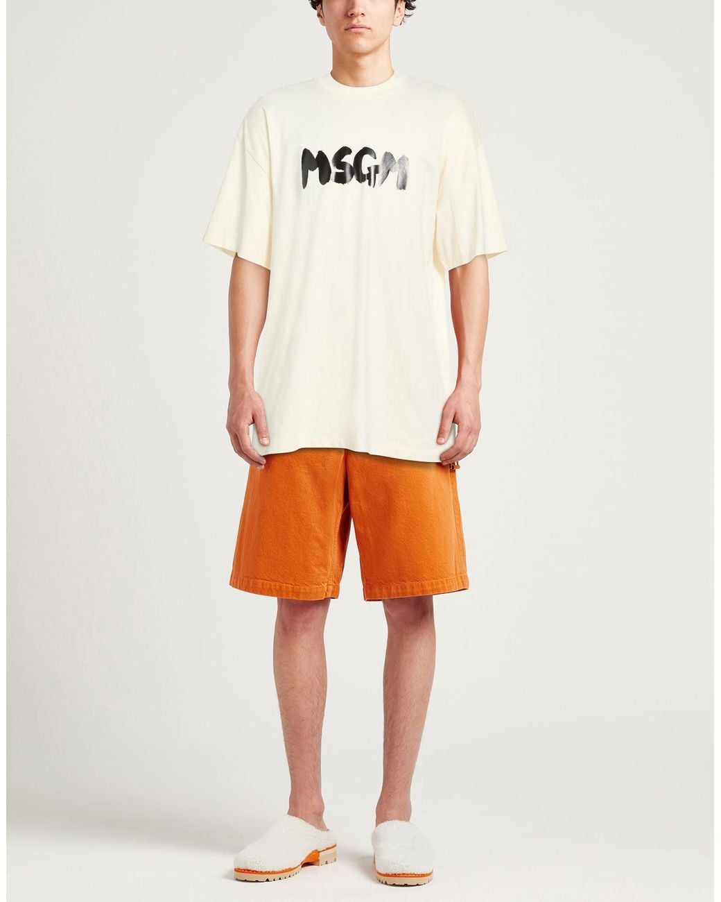 MSGM White Ivory T-Shirt Cotton for men