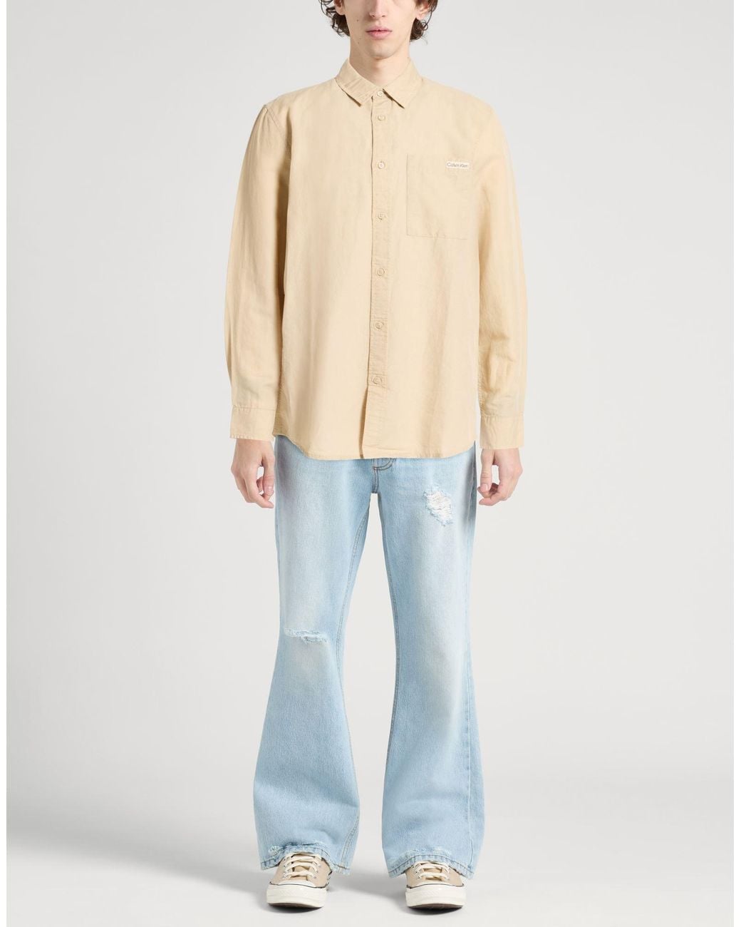 Calvin Klein Natural Shirt Linen, Cotton for men