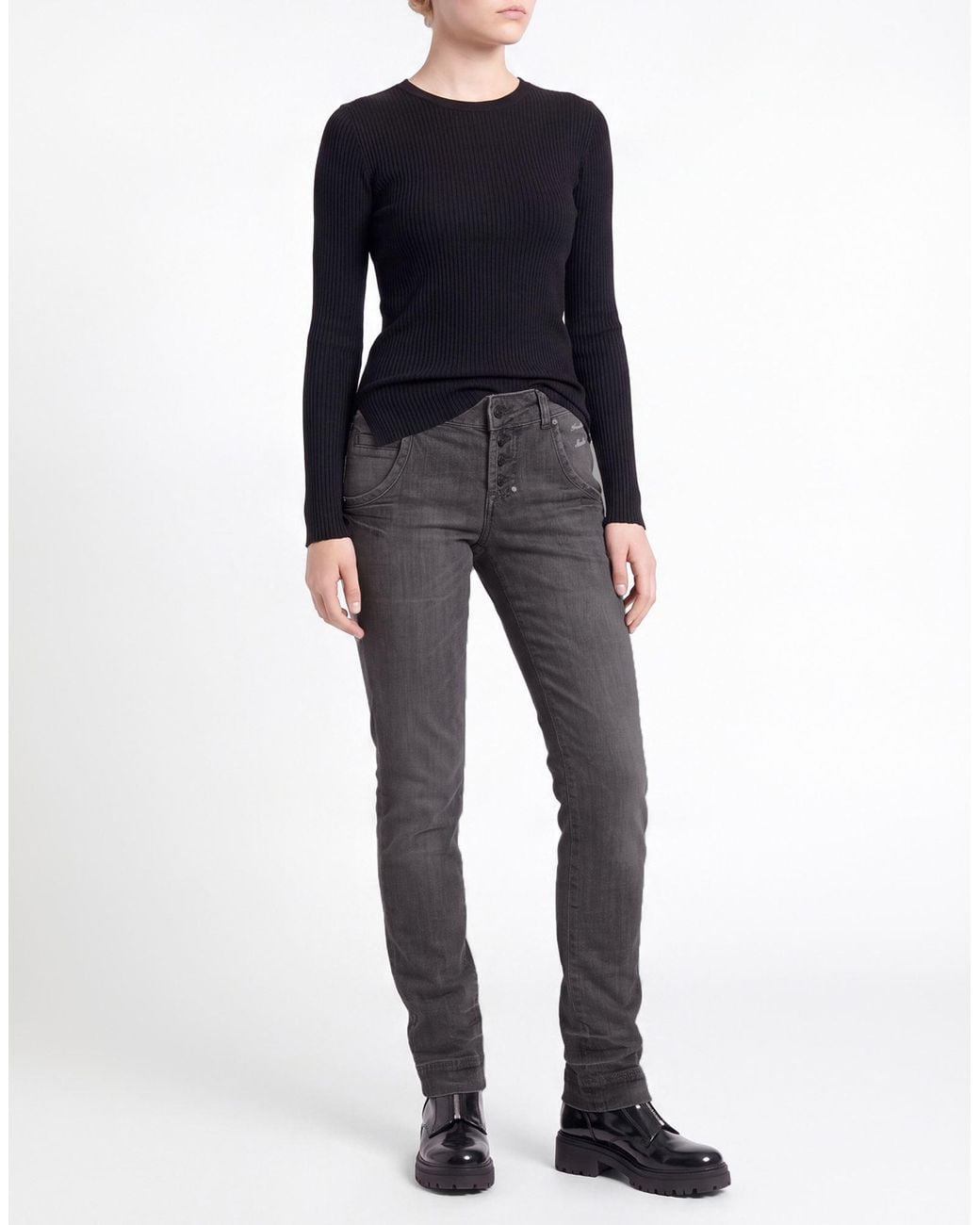 Frankie Morello Gray Jeans Cotton, Elastane
