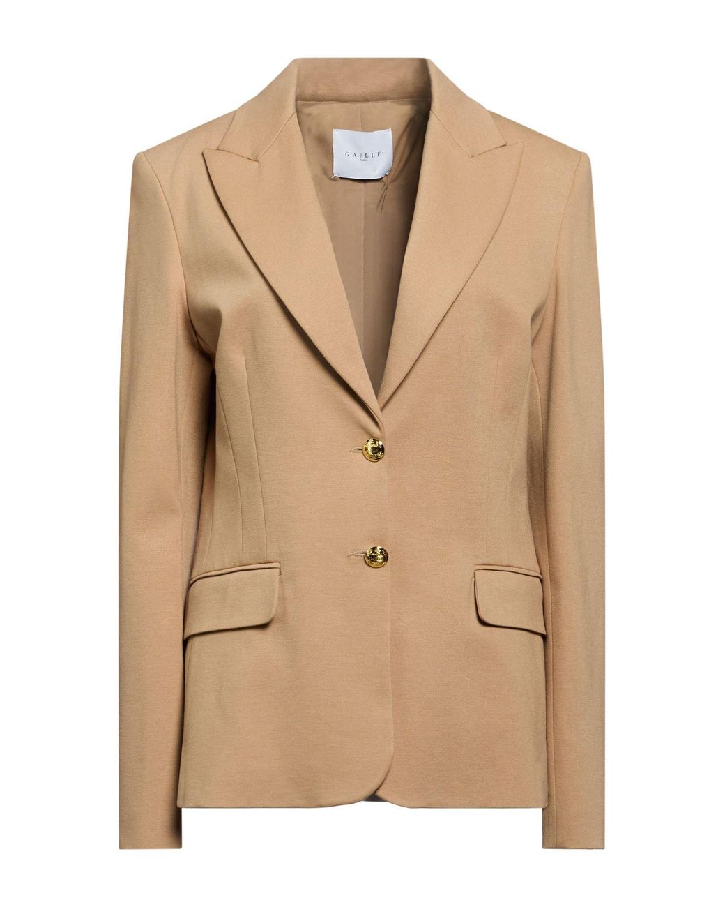 Gaelle Paris Natural Camel Blazer Viscose, Polyamide, Elastane