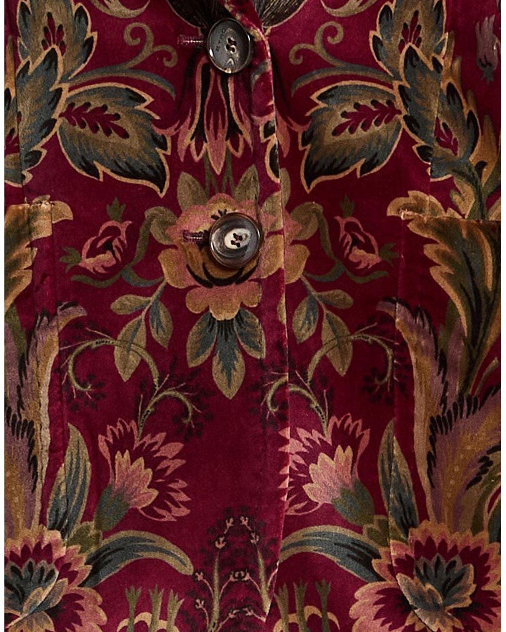 Etro Red Burgundy Blazer Cotton, Elastane