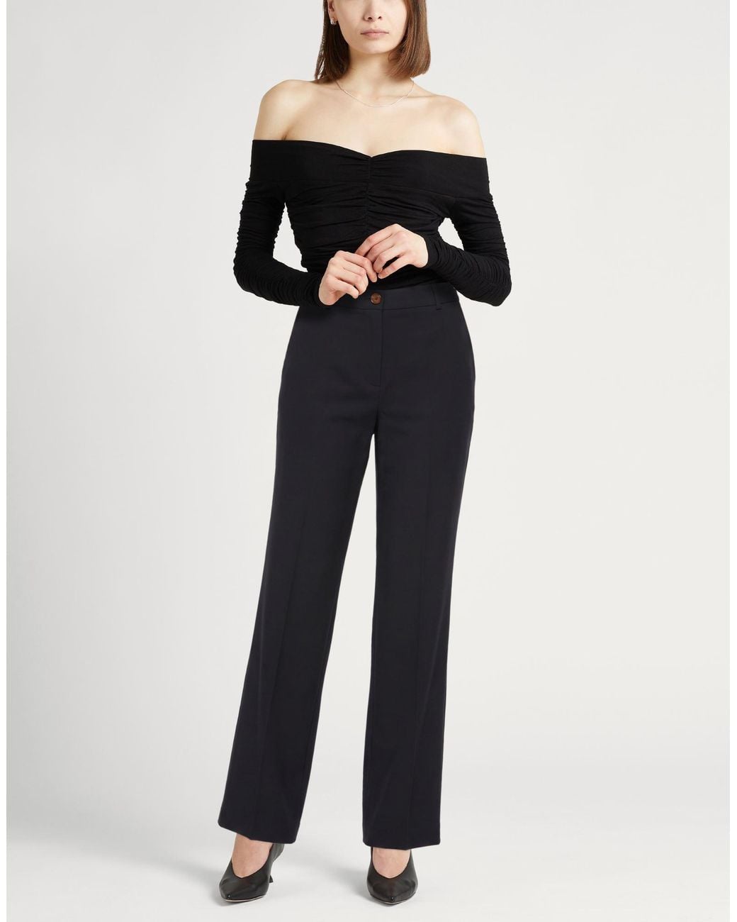Alysi Blue Pants Polyester, Viscose, Elastane