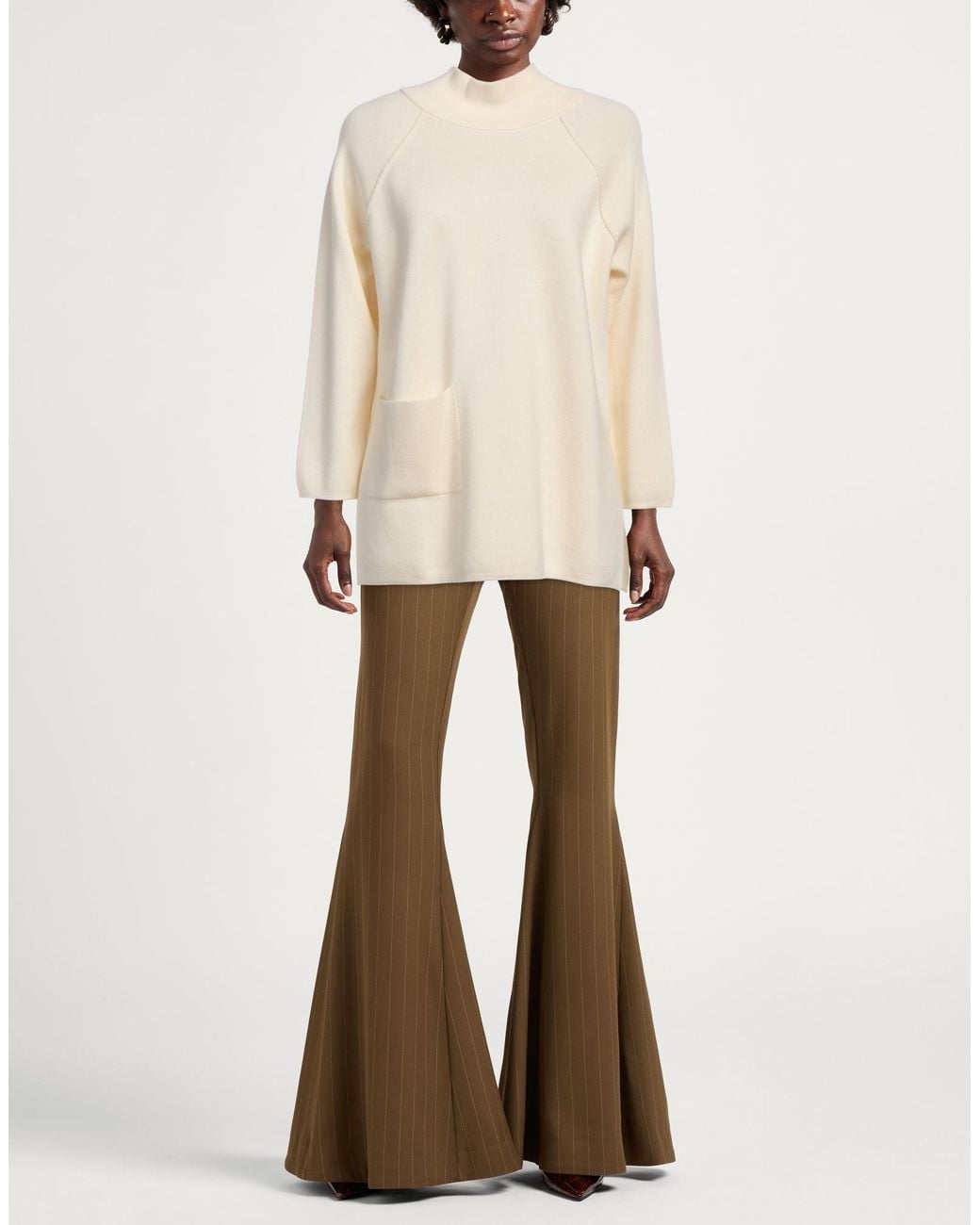 Gran Sasso White Cream Turtleneck Virgin Wool