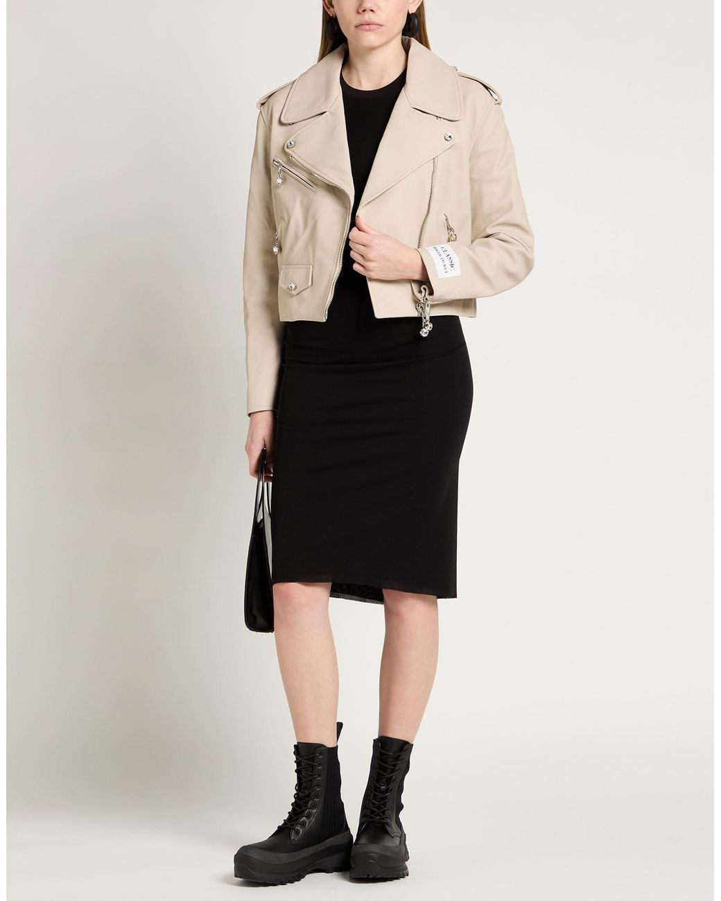 Moschino Natural Jacket Sheepskin, Polyamide, Elastane