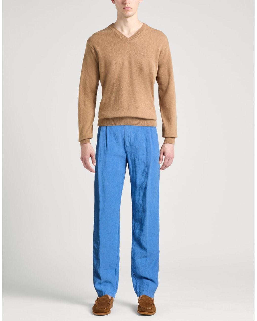 120% Lino Blue Pants Linen for men