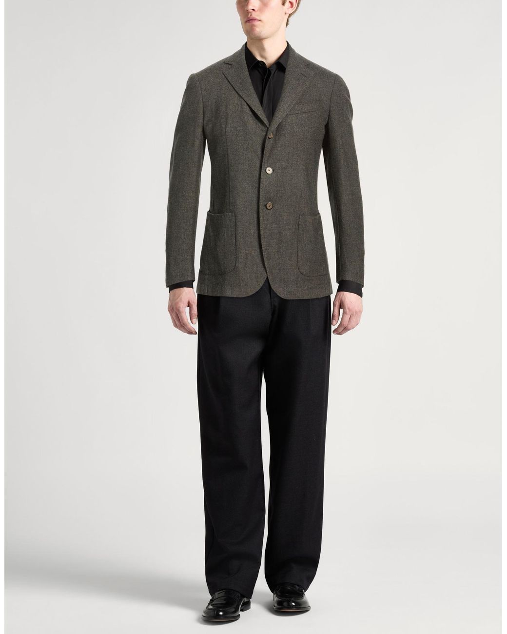 Santaniello Black Blazer Wool, Polyester for men