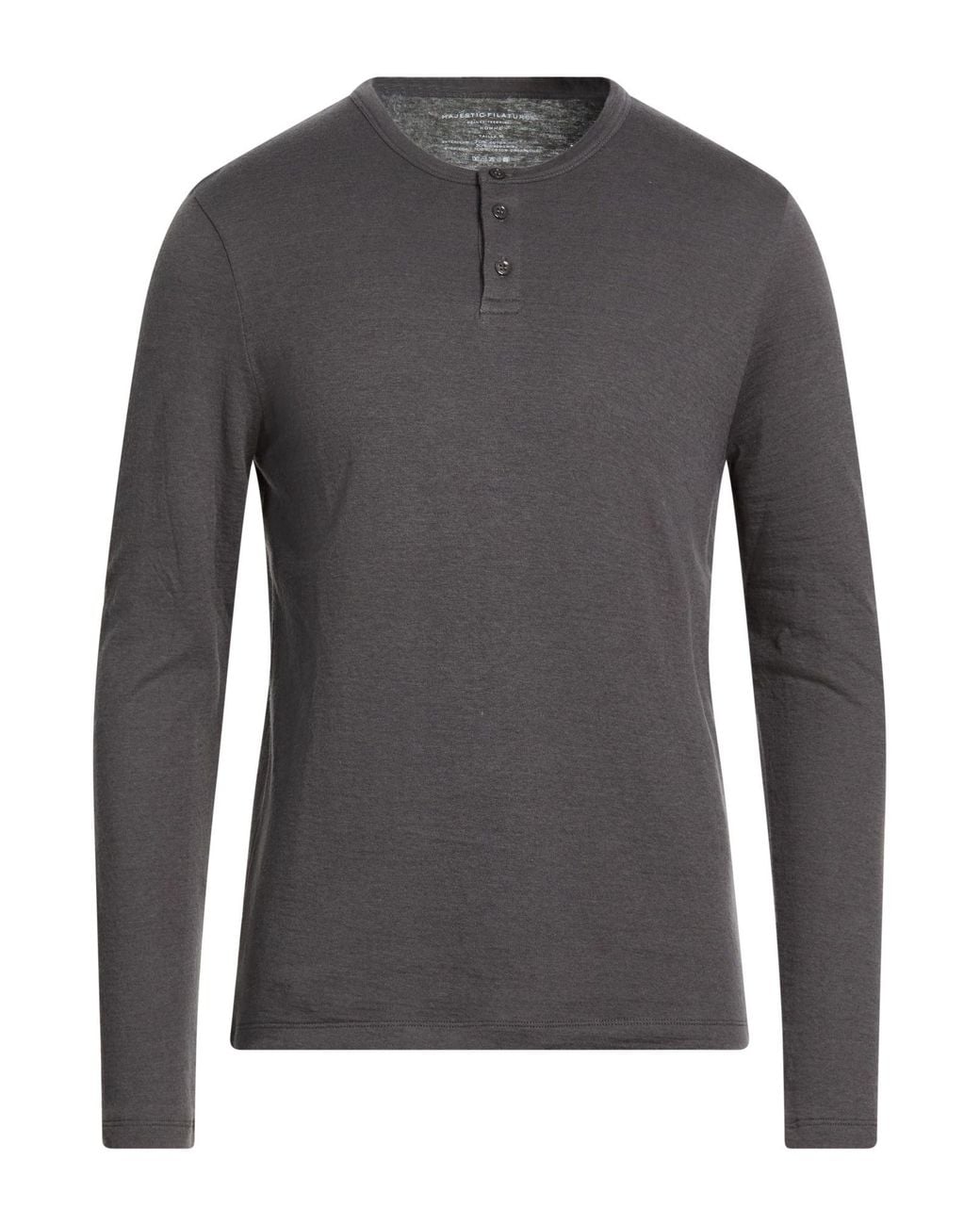 Majestic Filatures Gray Charcoal T-Shirt Cotton, Cashmere for men