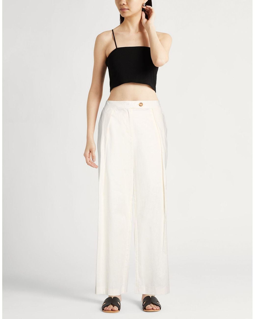 Barbour White Pants Cotton, Linen