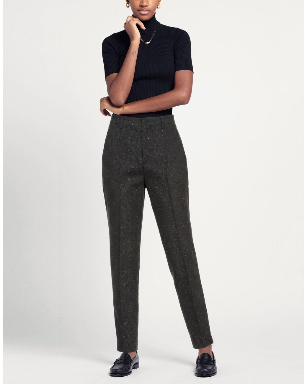 European Culture Gray Pants Viscose, Polyester, Polyamide, Silk, Elastane