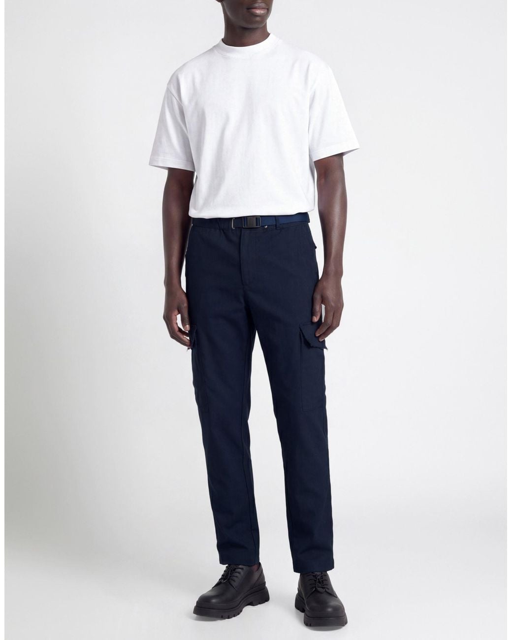 White Sand Blue Pants Polyester, Viscose, Elastane for men