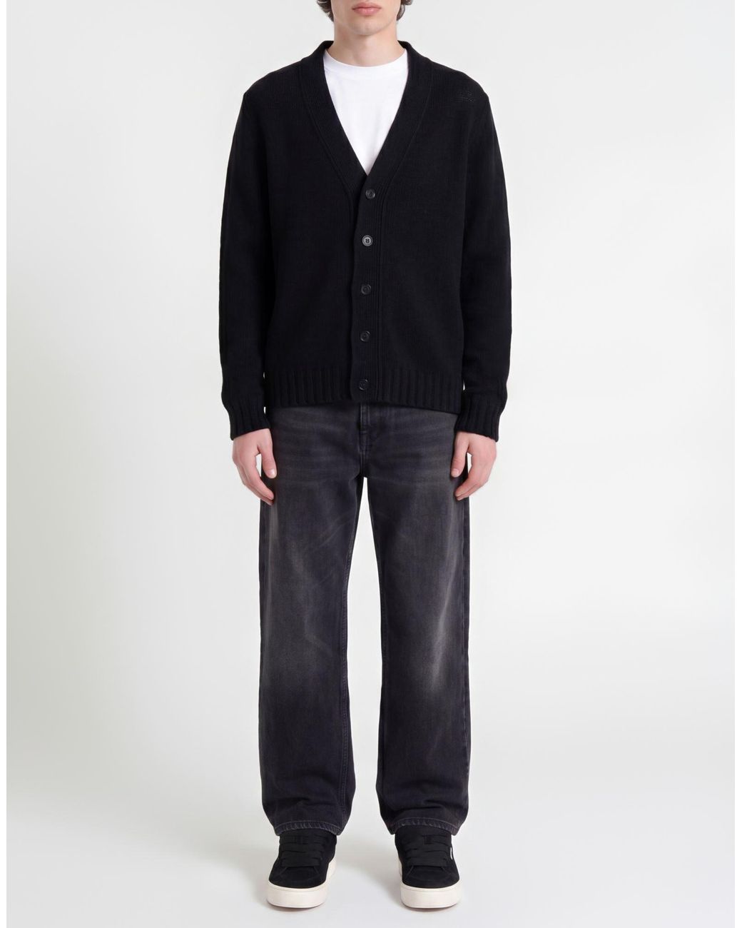 Palm Angels Black Cardigan Merino Wool, Viscose, Polyamide, Cashmere for men