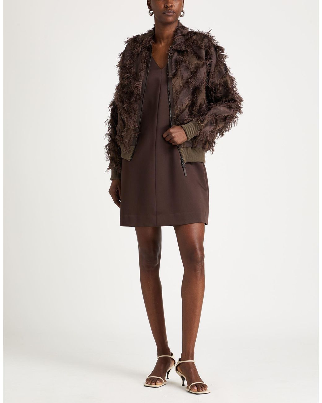 Brunello Cucinelli Brown Jacket Polyester, Cotton, Silk