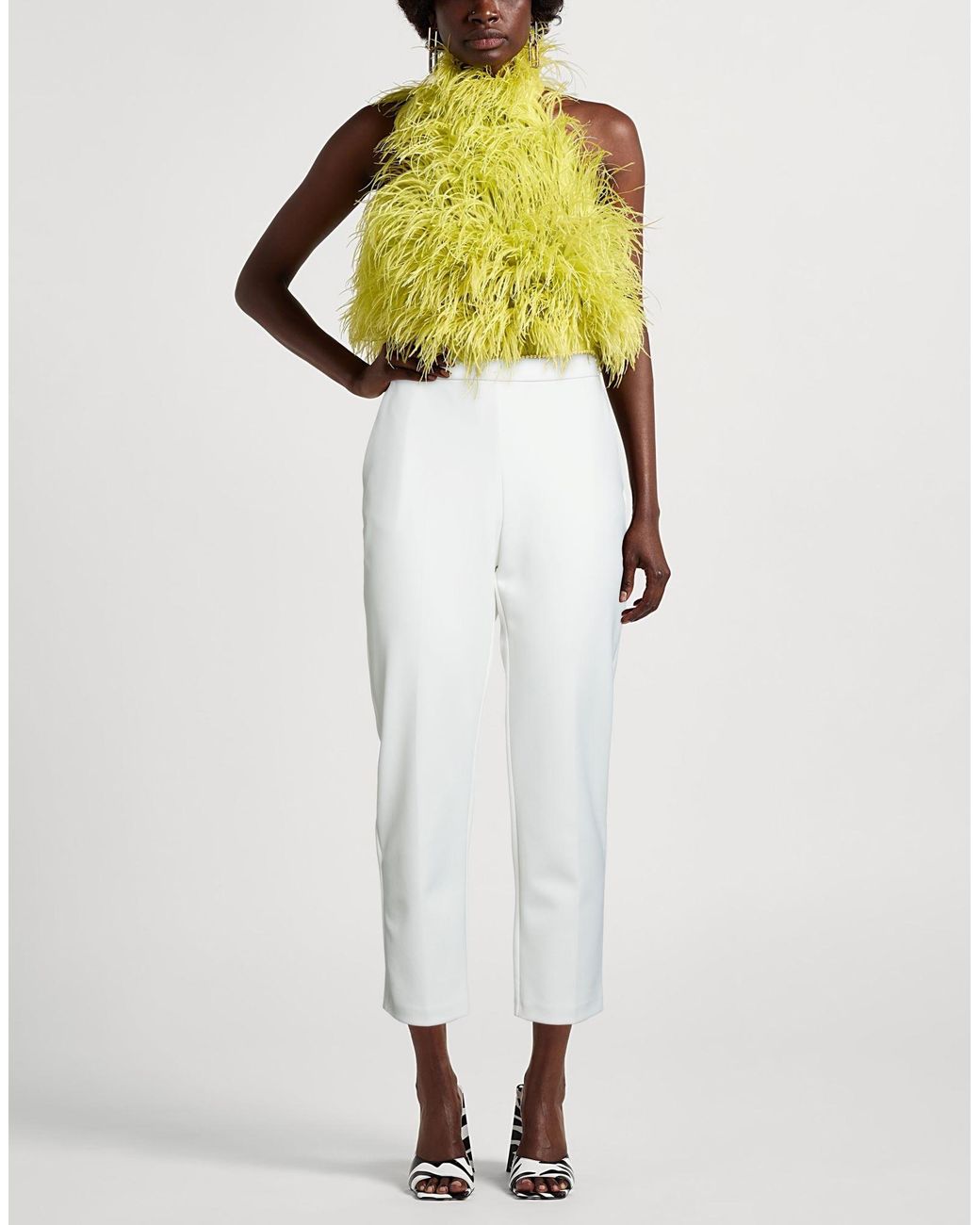 Pinko White Pants Polyester, Elastane