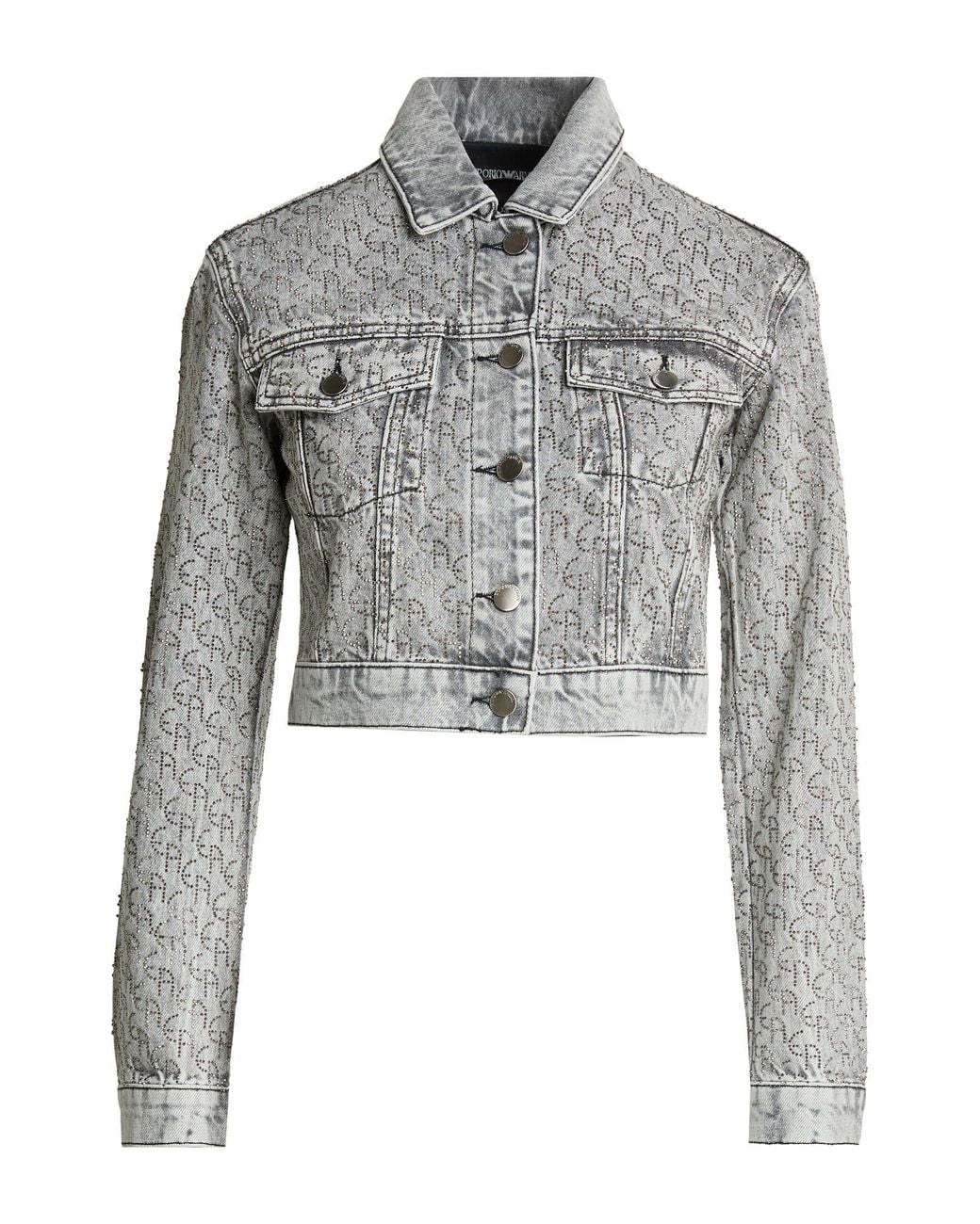 Emporio Armani Gray Denim Outerwear Cotton
