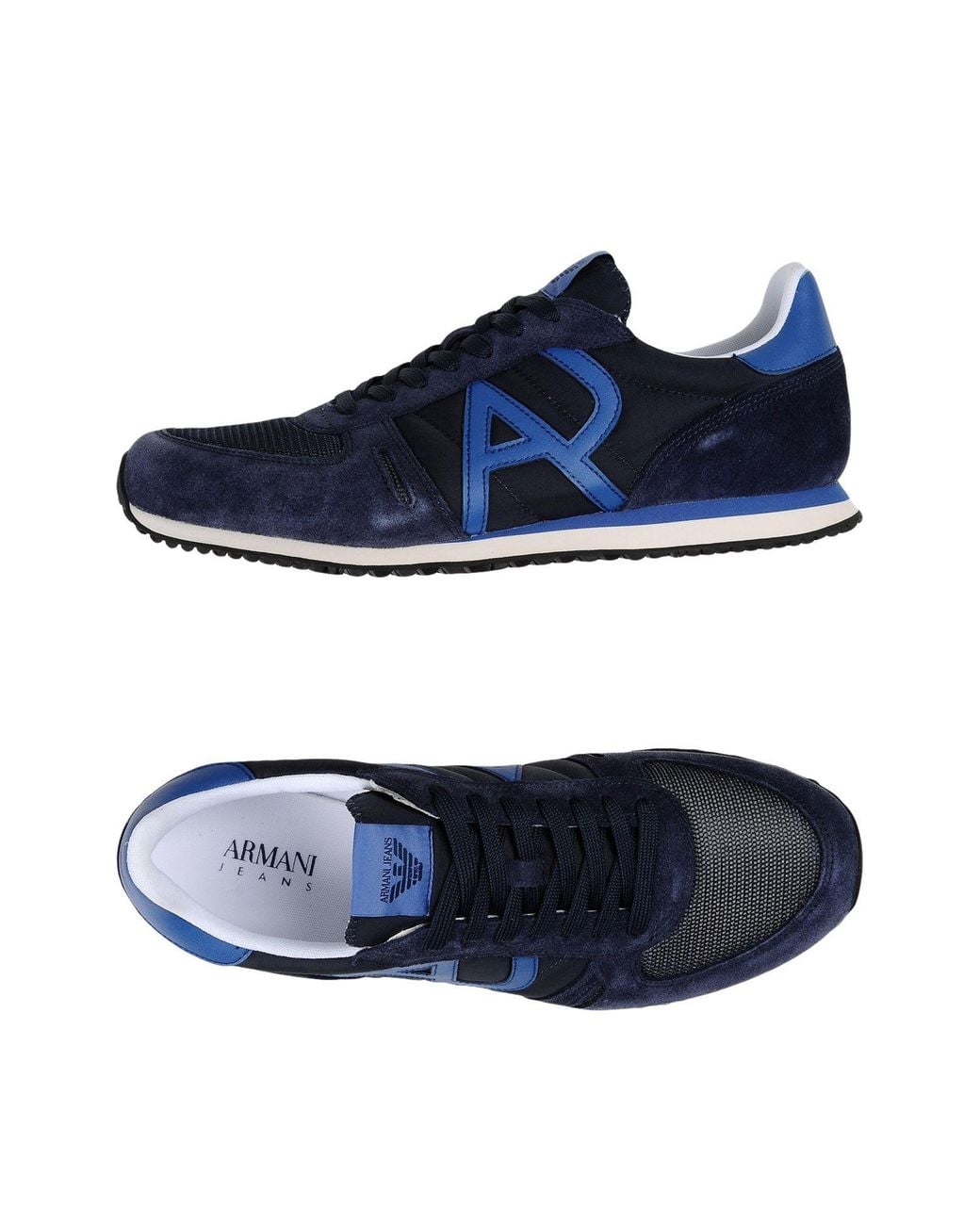 Armani Jeans Blue Midnight Sneakers Textile Fibers, Leather for men