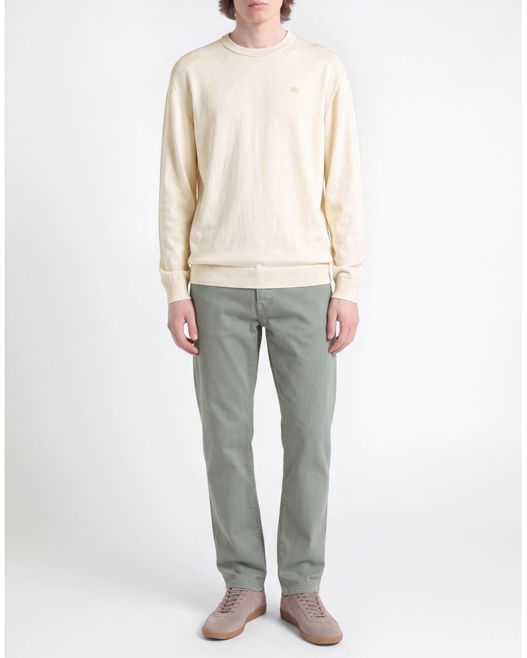 Napapijri White Ivory Sweater Cotton for men