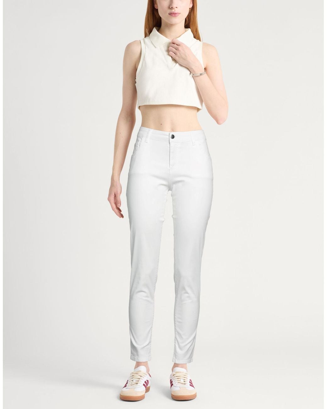 Caractere White Pants Cotton, Elastane, Polyester