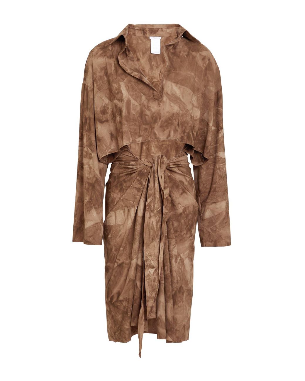 Amazuìn Brown Khaki Midi Dress Polyamide, Elastane