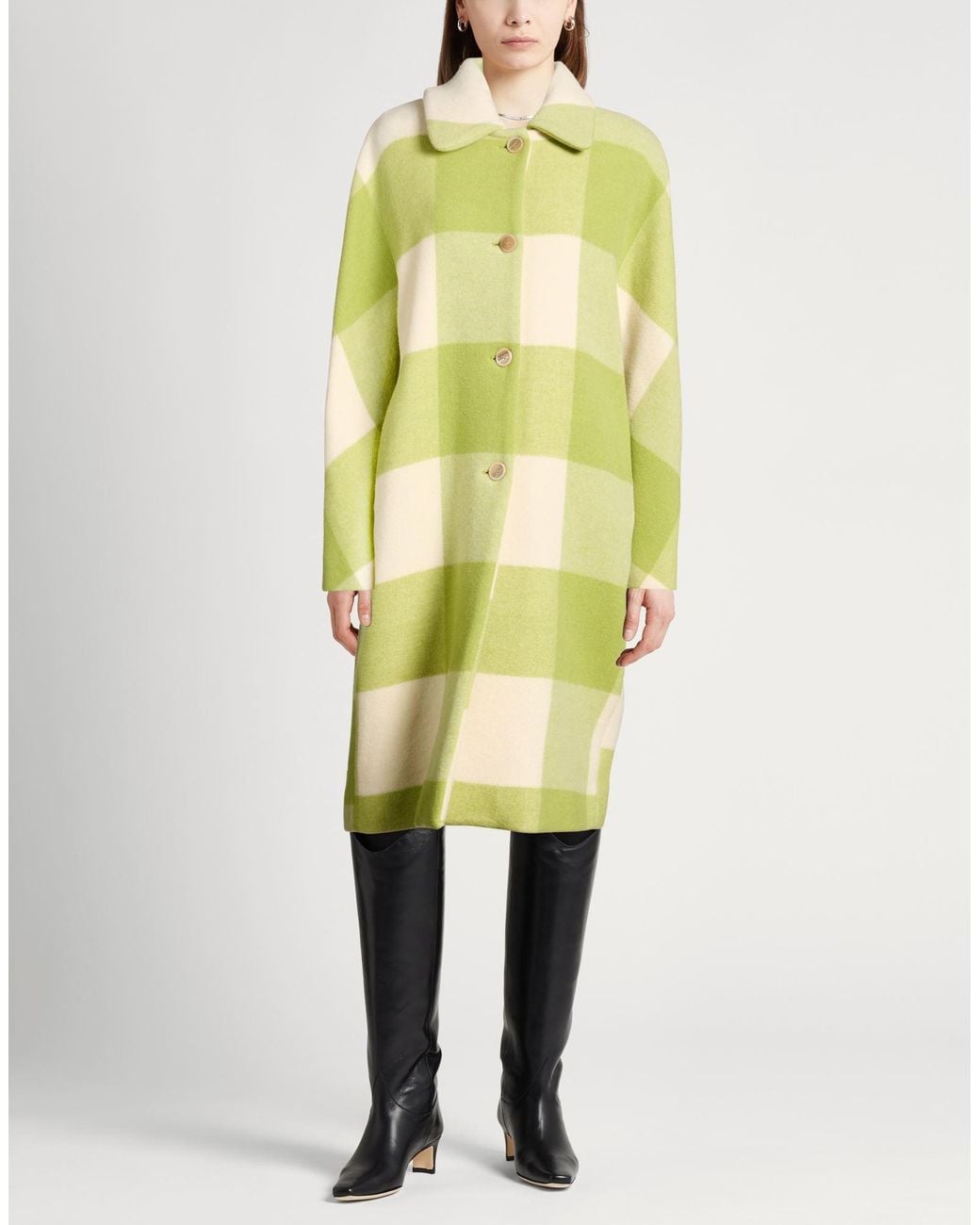 Semicouture Yellow Coat Wool, Polyamide, Polyester