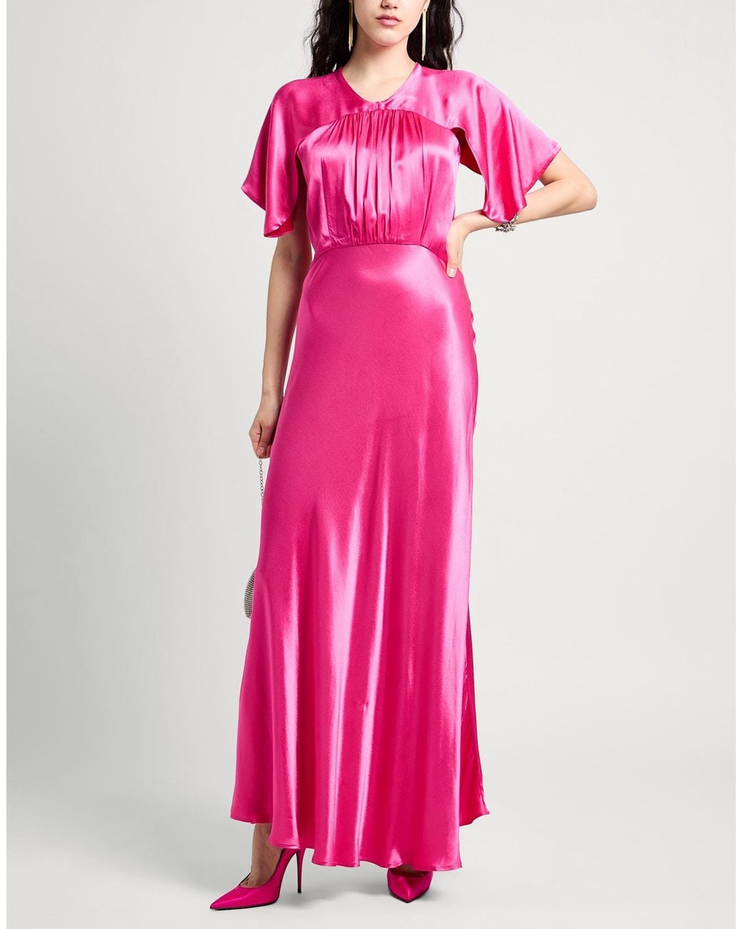 SOLOTRE Pink Fuchsia Maxi Dress Viscose