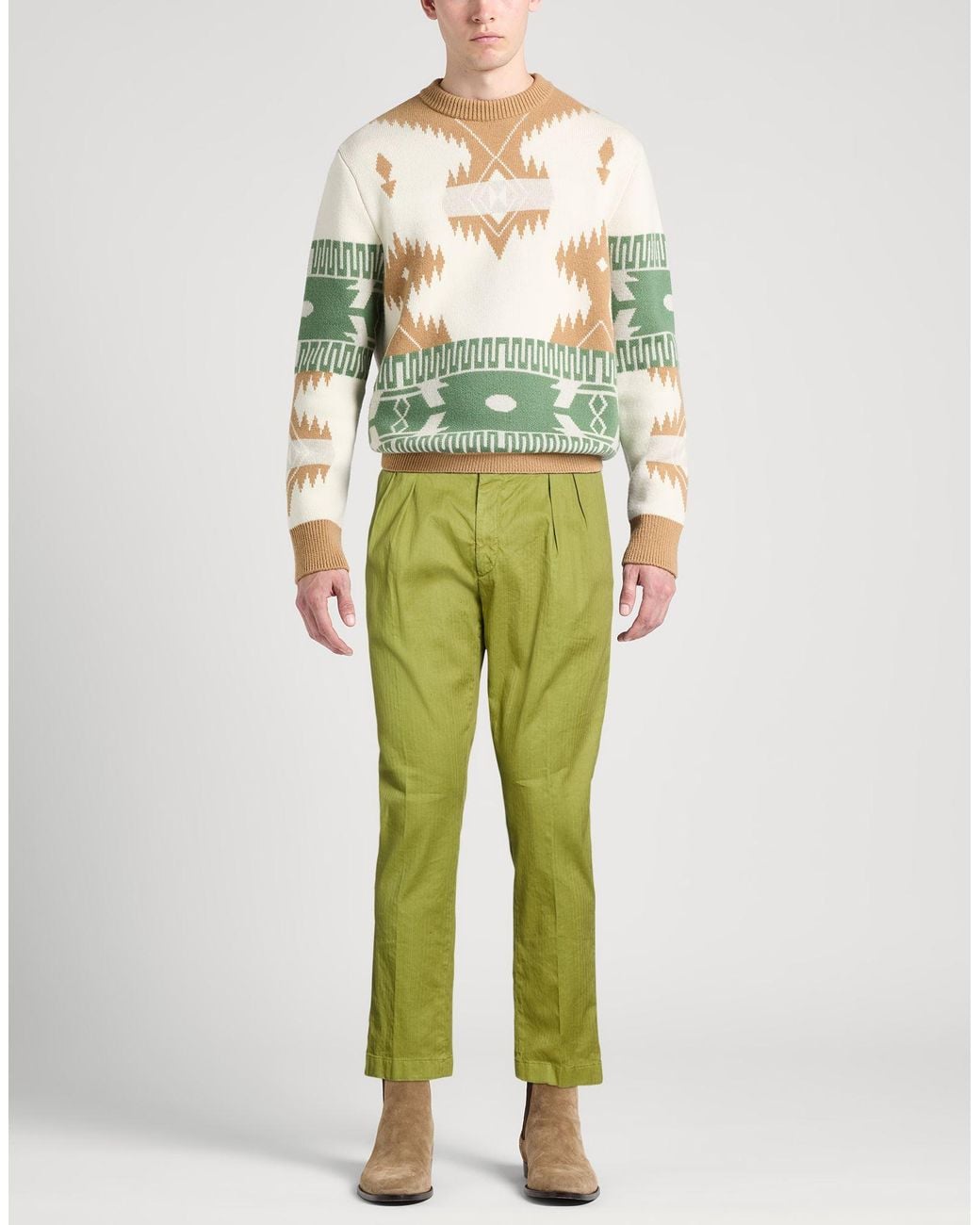 Boglioli Green Pants Linen, Cotton, Elastane for men