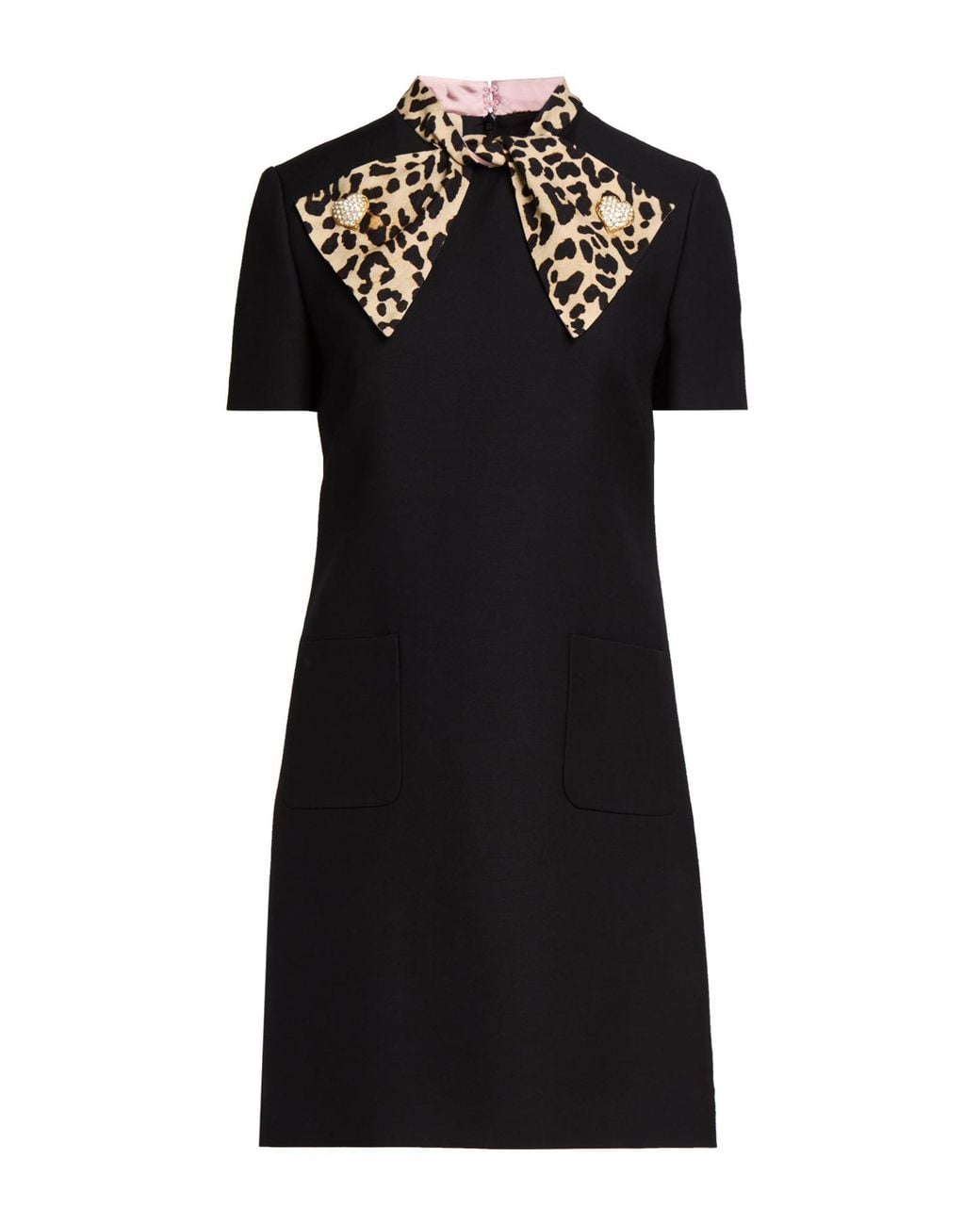 Valentino Garavani Black Mini Dress Virgin Wool, Silk