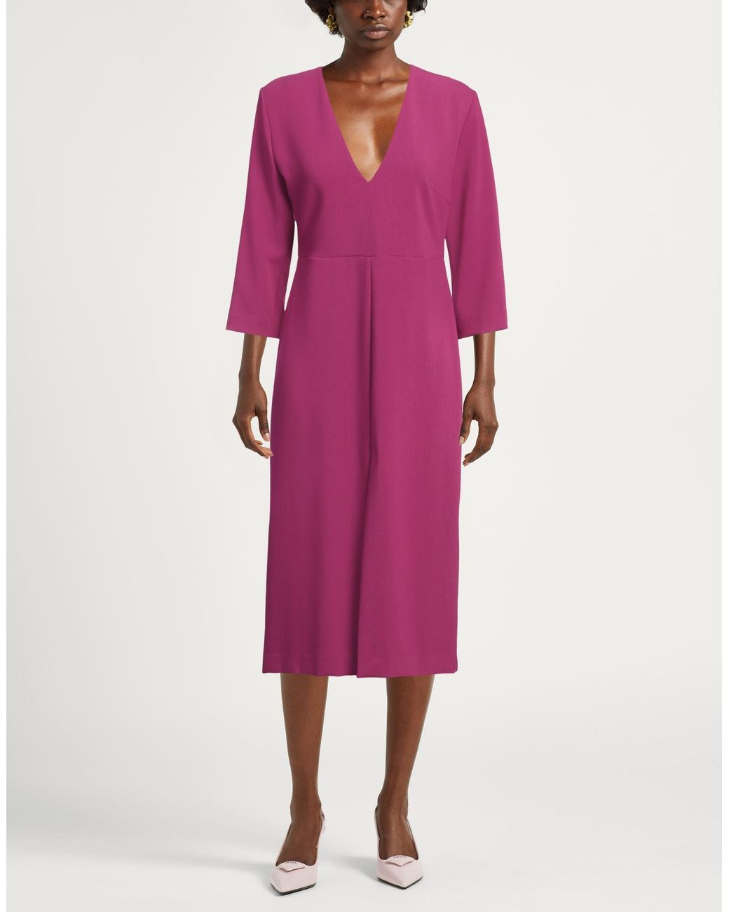 Ottod'Ame Purple Fuchsia Midi Dress Polyester, Viscose, Elastane